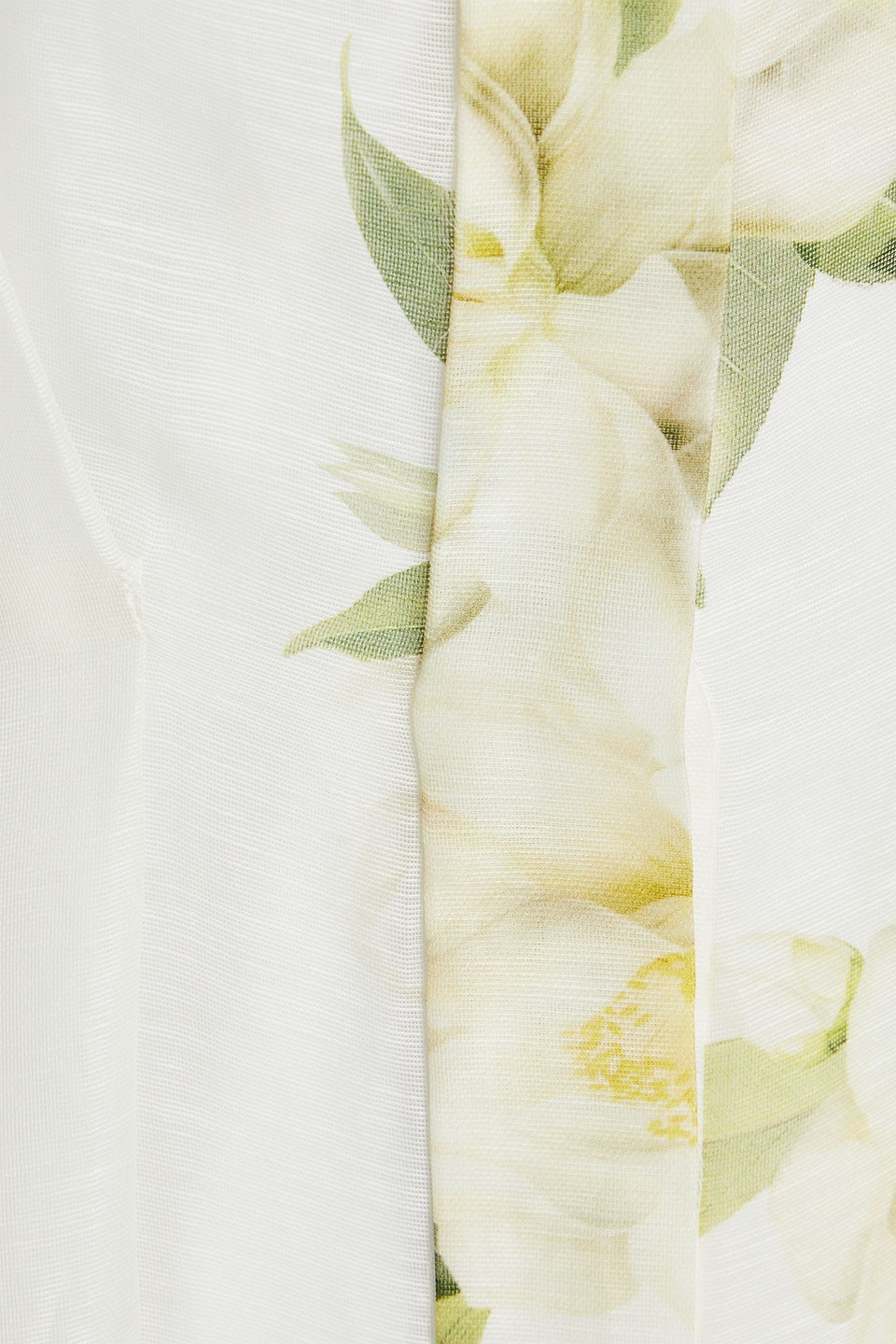 Zimmermann Floral-print Linen And Silk-blend Midi Shirt Dress In Ivory