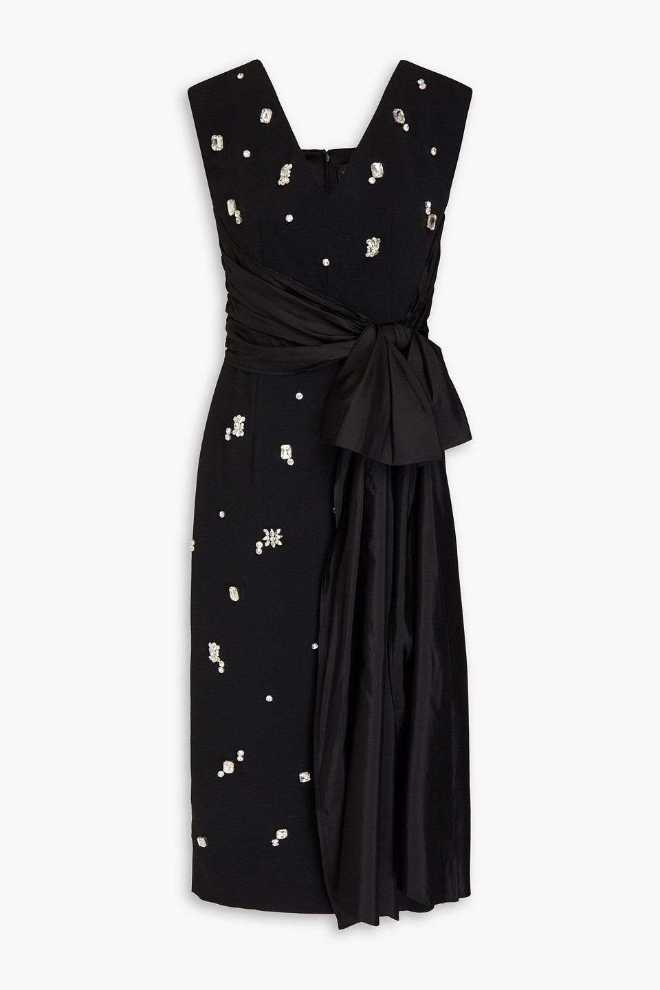 Huishan Zhang Kinsley Crystal-embellished Crepe Midi Dress In Black