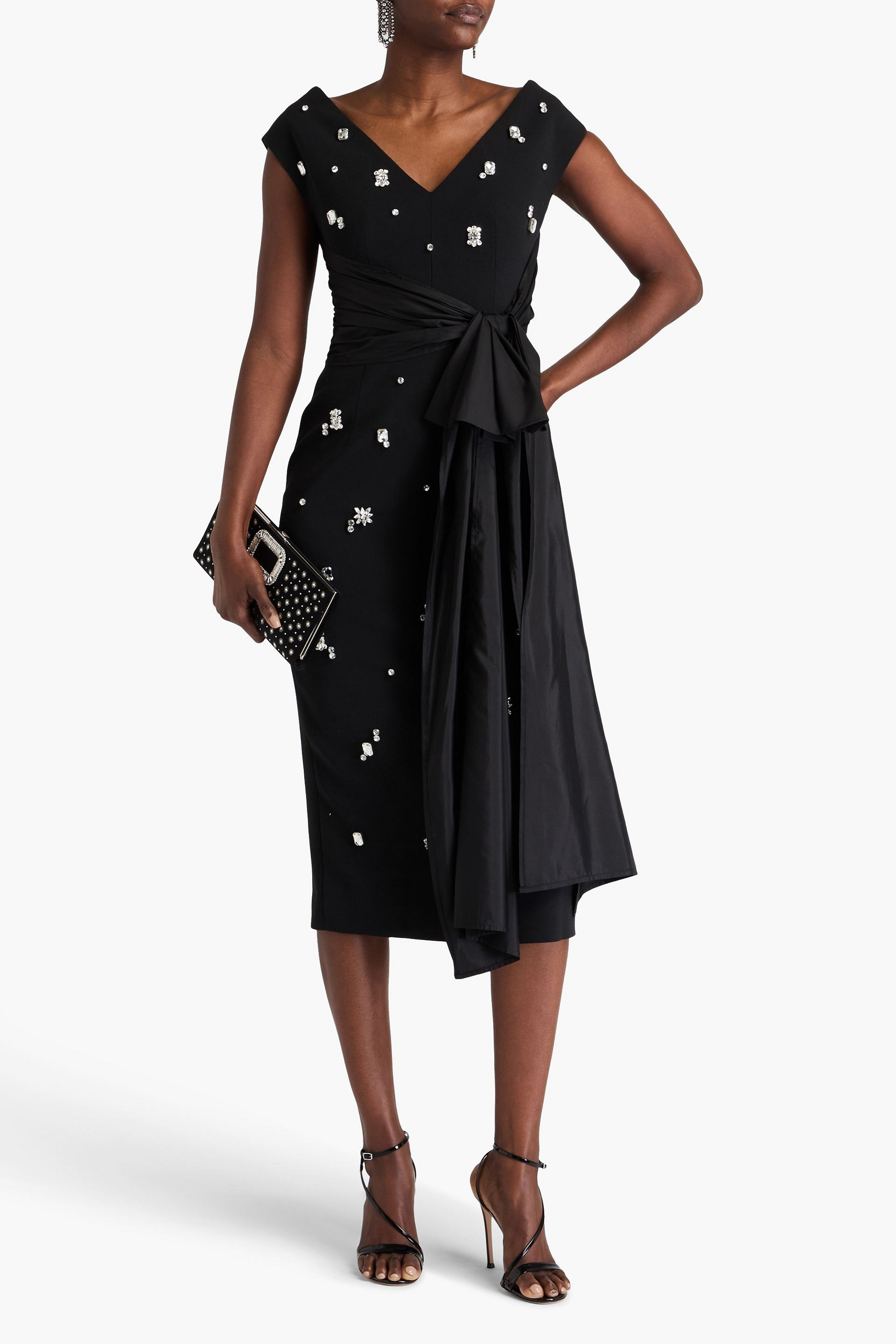 Huishan Zhang Kinsley crystal-embellished crepe midi dress