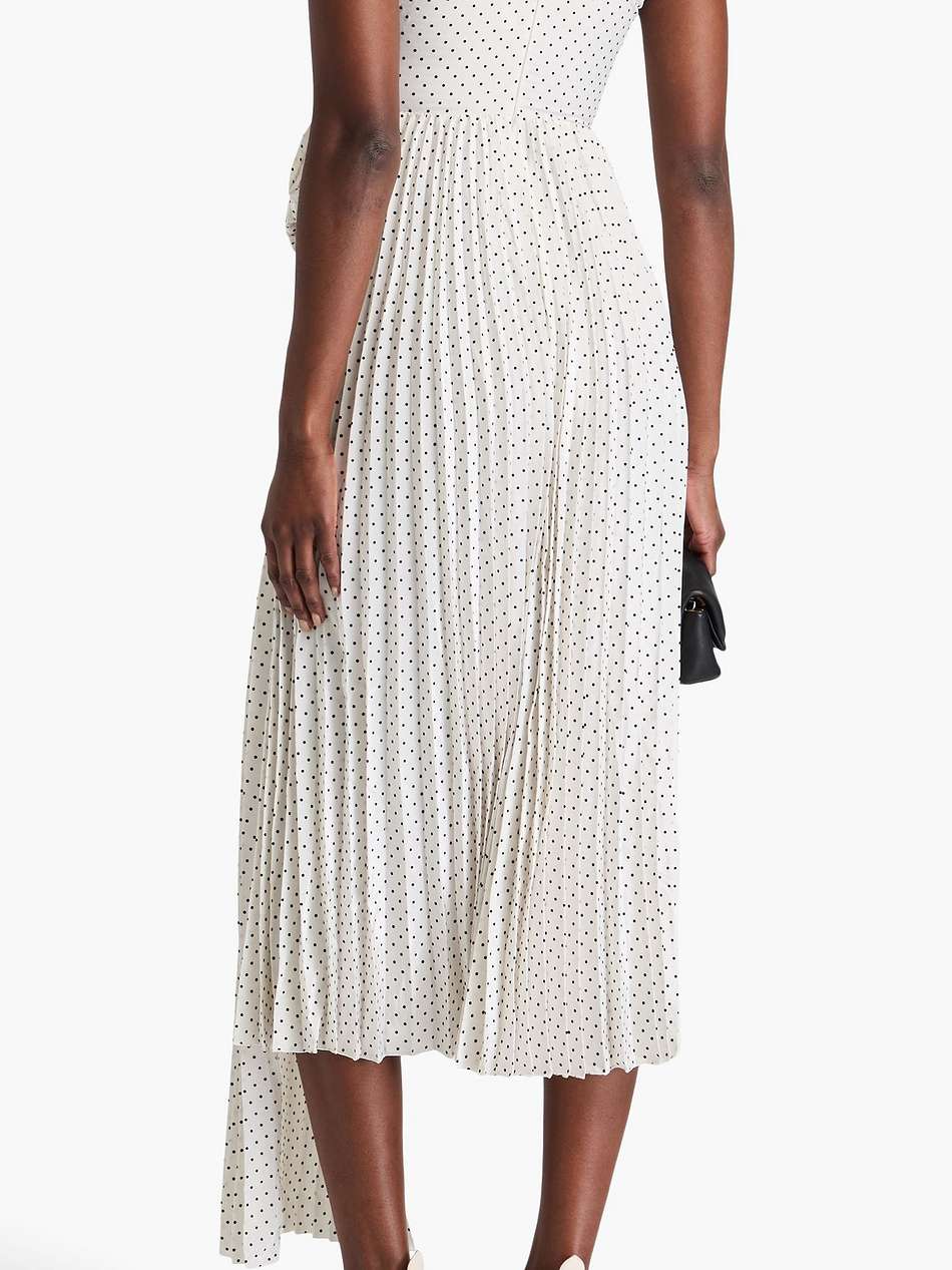 tabitha asymmetric polka-dot crepe de chine midi dress