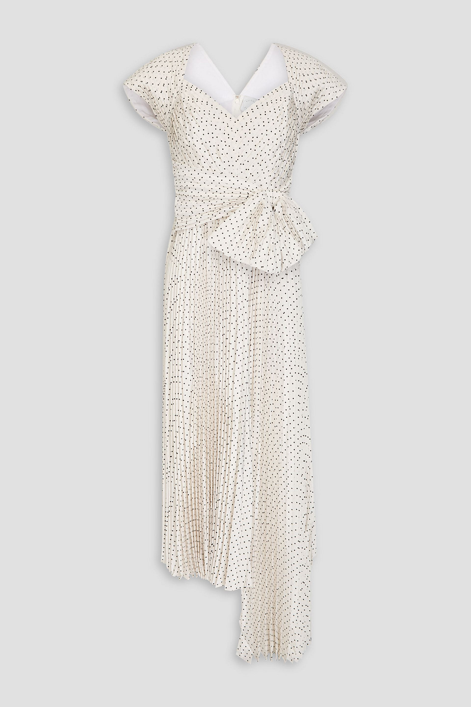 Huishan Zhang Tabitha Asymmetric Polka-dot Crepe De Chine Midi Dress In Off-white