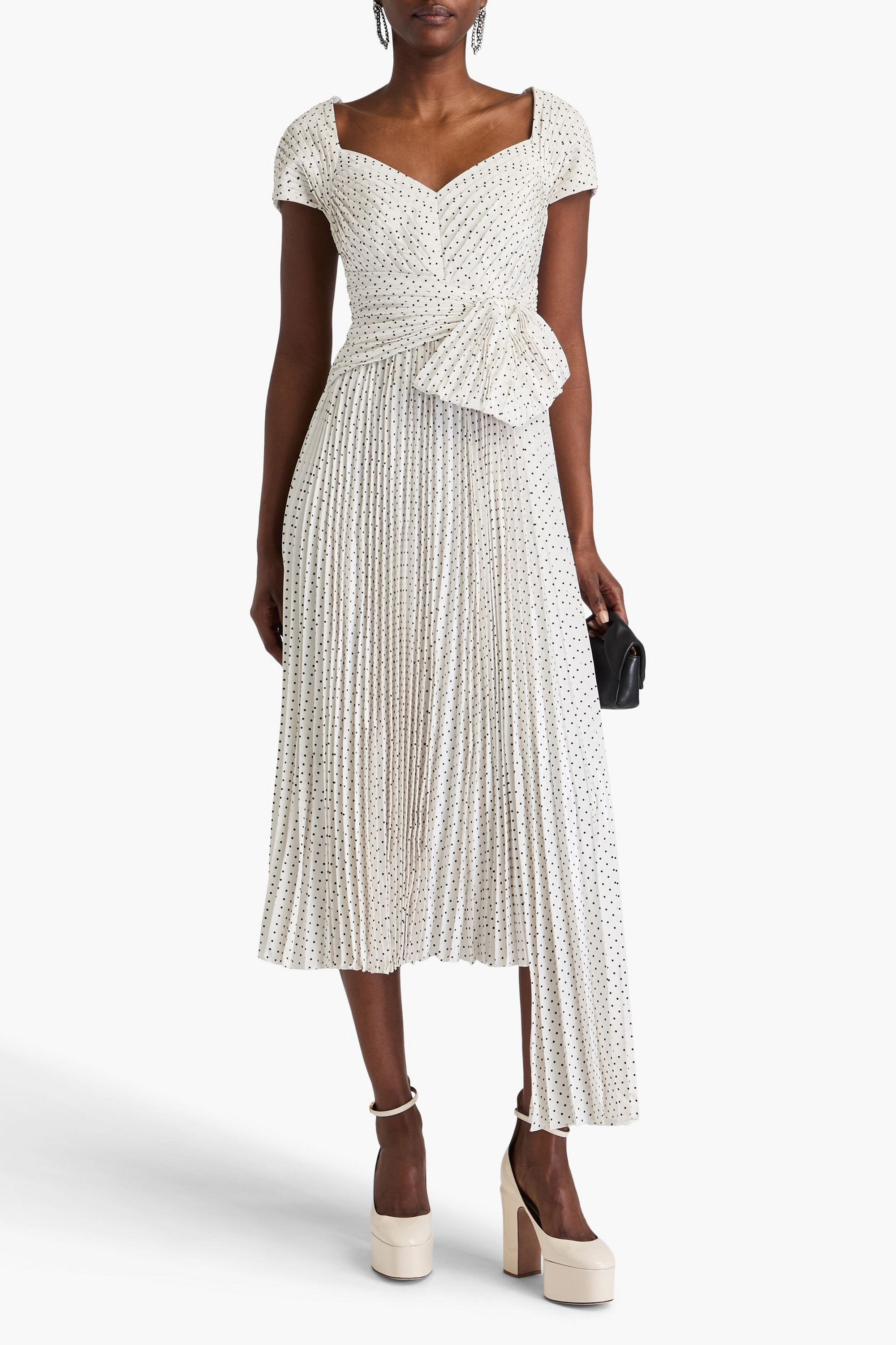 Huishan Zhang Tabitha asymmetric polka-dot crepe de chine midi dress
