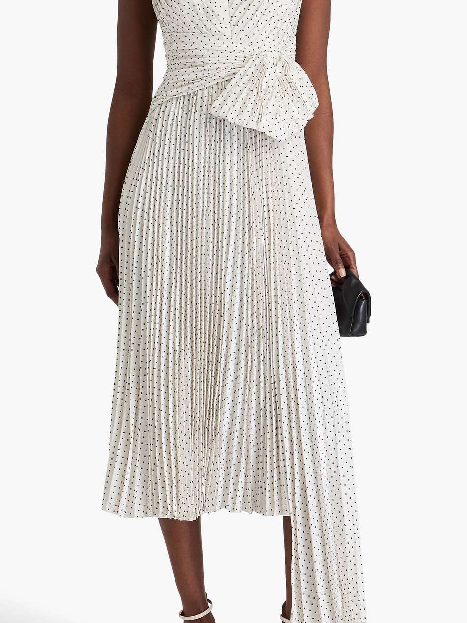 tabitha asymmetric polka-dot crepe de chine midi dress
