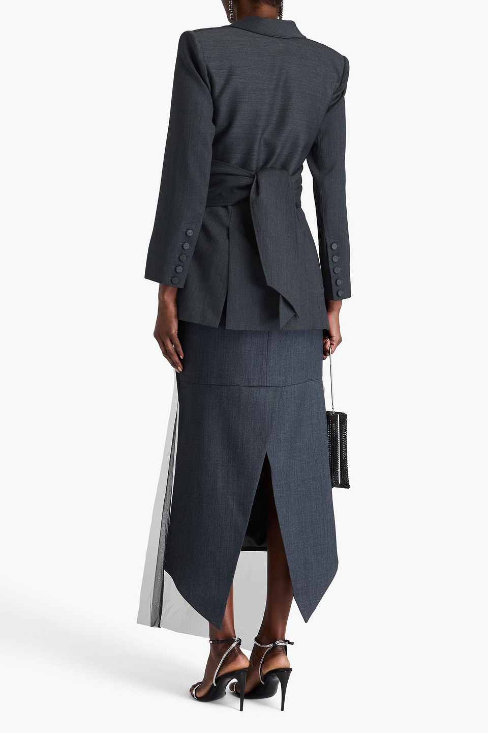 Huishan Zhang Lucas Wool-blend Twill Blazer In Anthracite