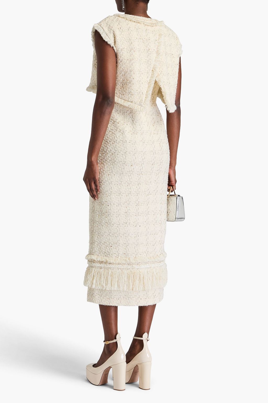 HUISHAN ZHANG Peyton layered metallic tweed midi dress
