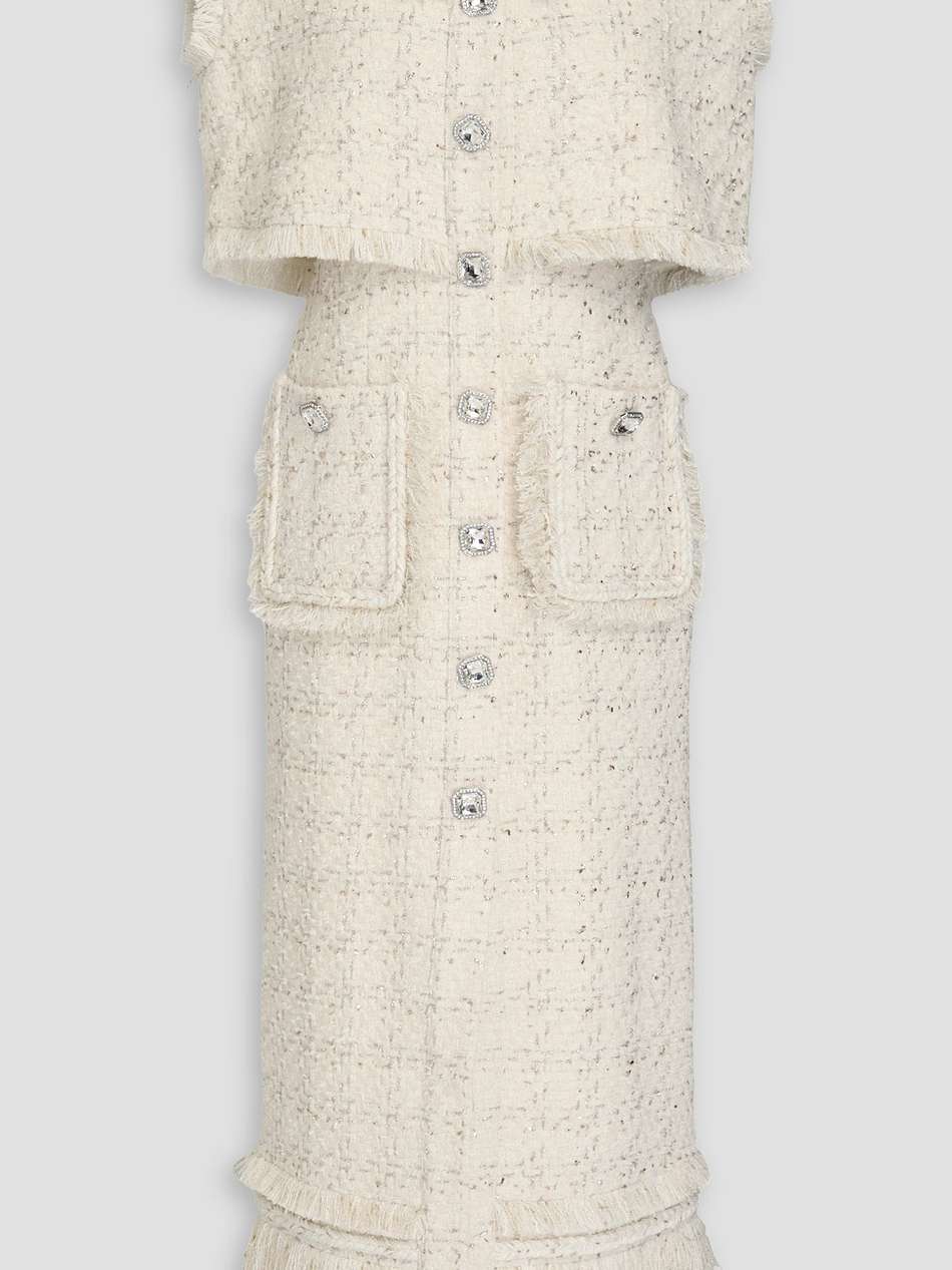 peyton layered metallic tweed midi dress