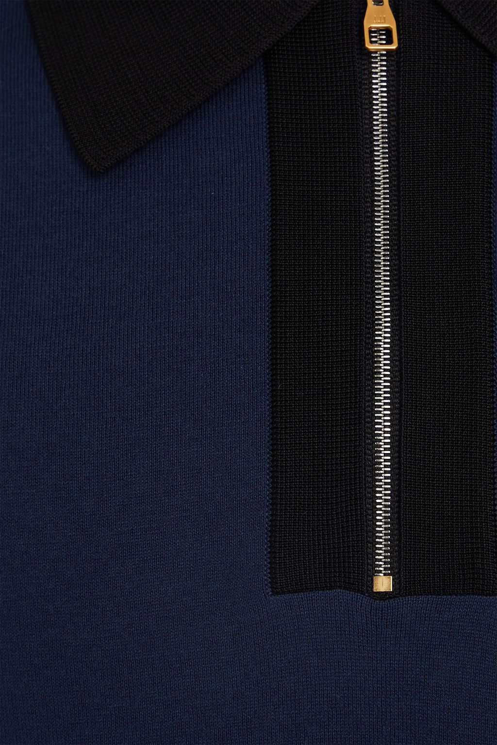 DUNHILL 투톤 코튼 실크 혼방 폴로 셔츠