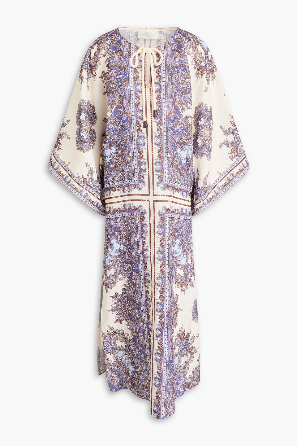 Zimmermann Paisley-print Linen Kaftan In Purple