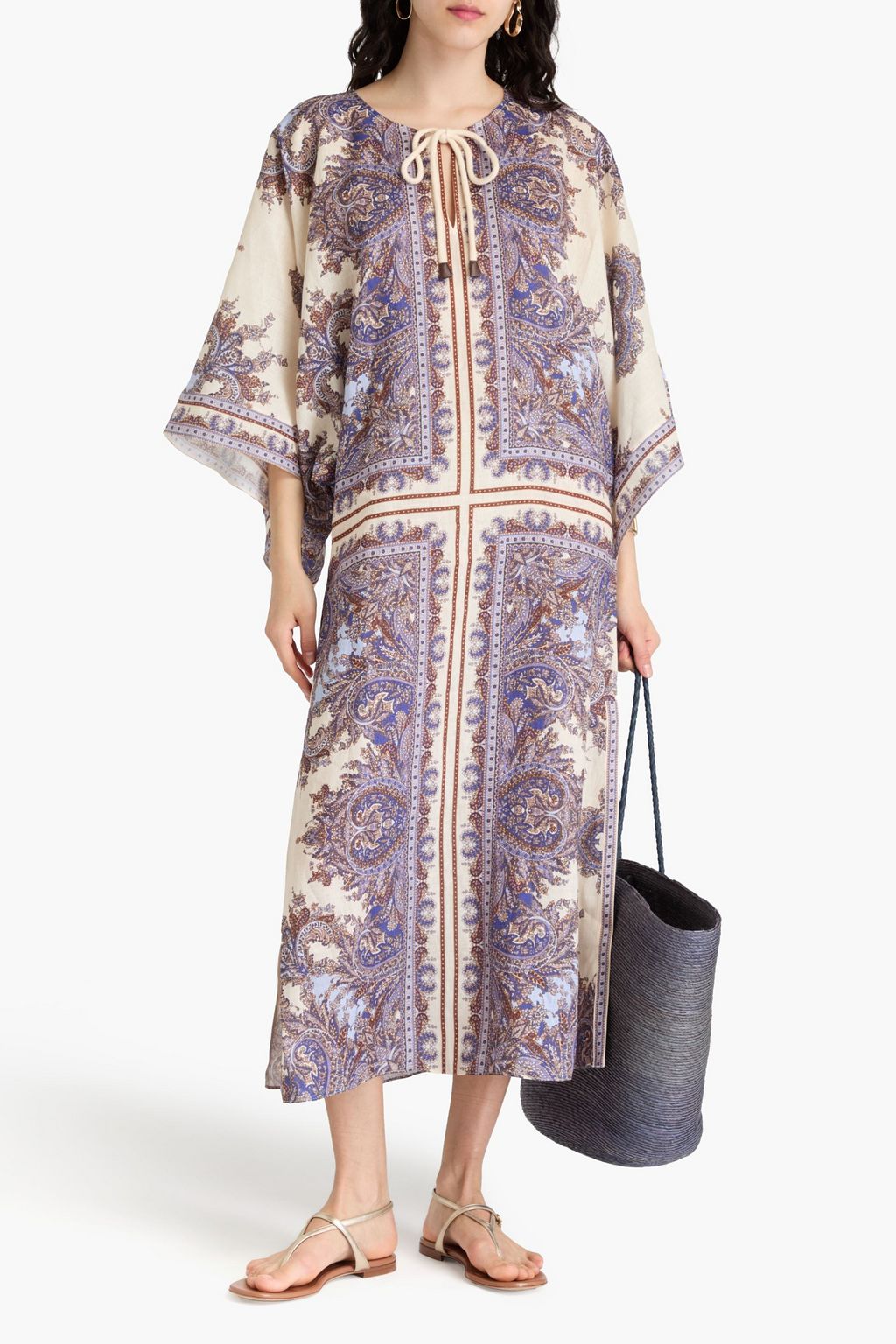 ZIMMERMANN Kaftan aus Leinen mit Paisley-Print