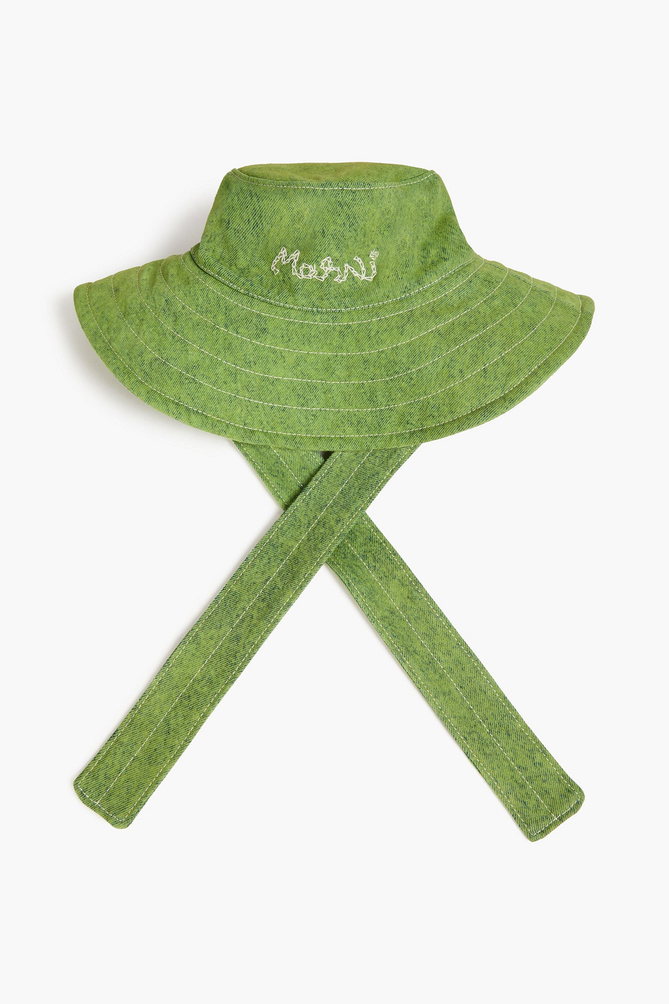 MARNI EMBROIDERED DENIM BUCKET HAT