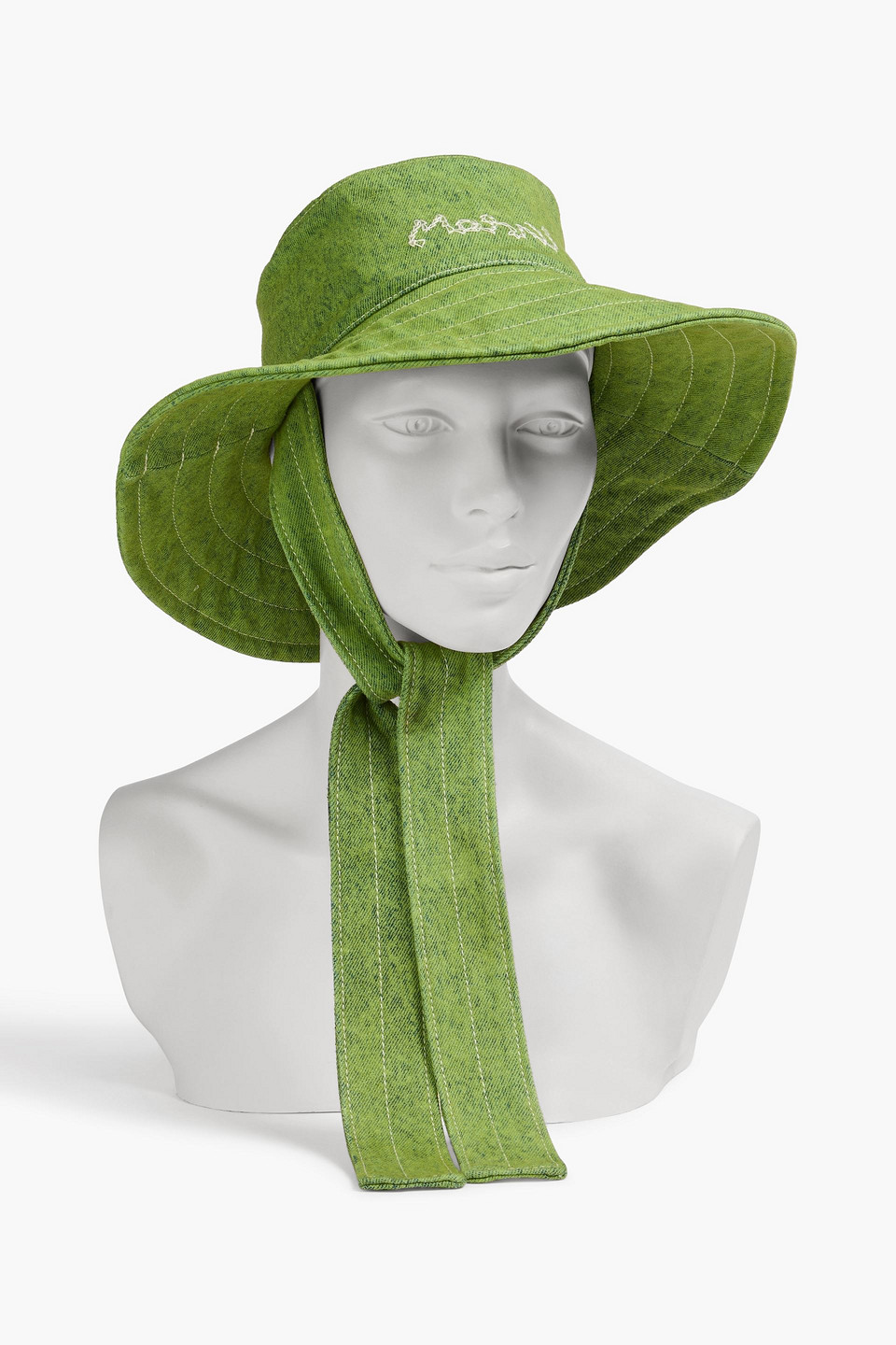 MARNI EMBROIDERED DENIM BUCKET HAT
