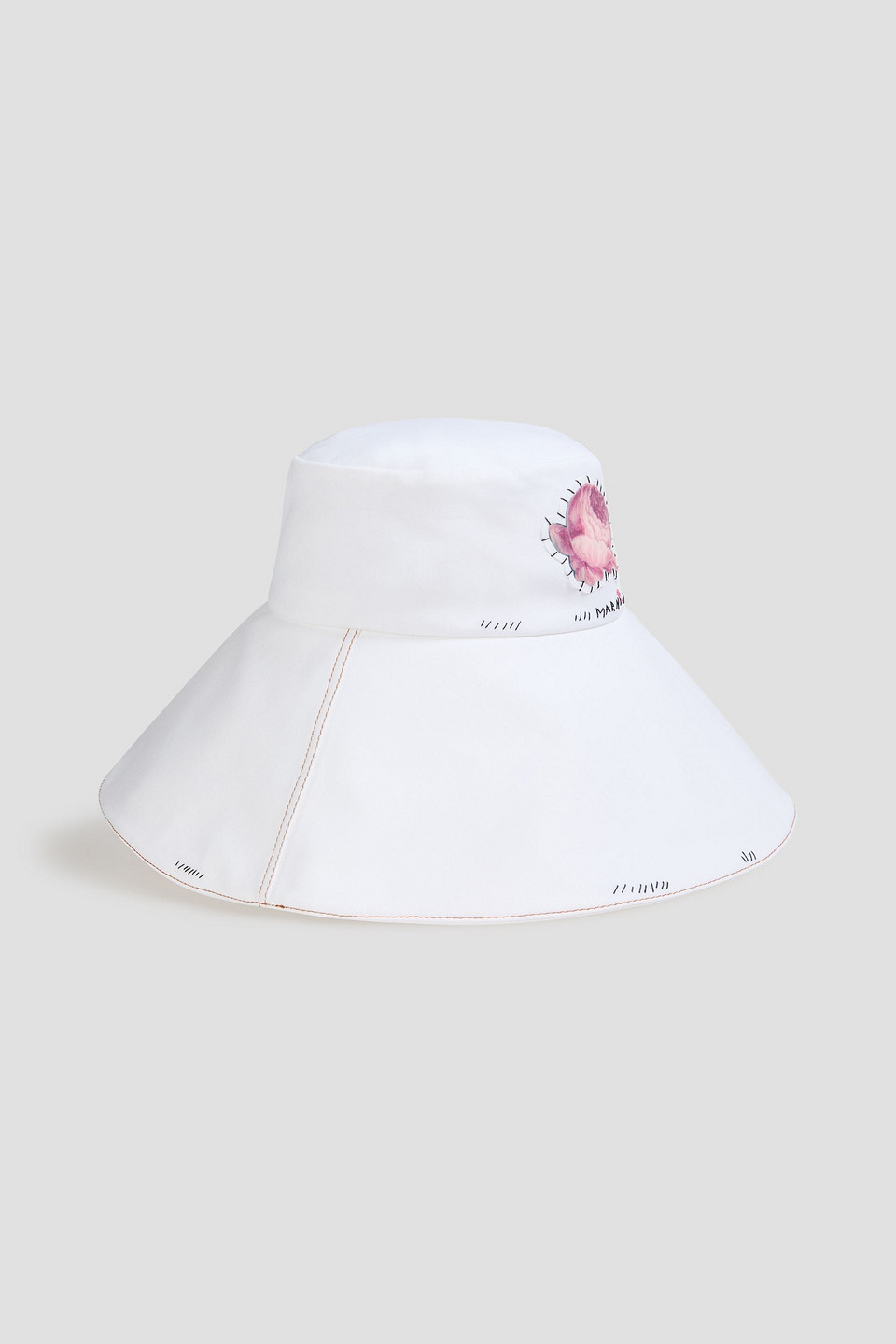 Marni Appliquéd Denim Sun Hat In White