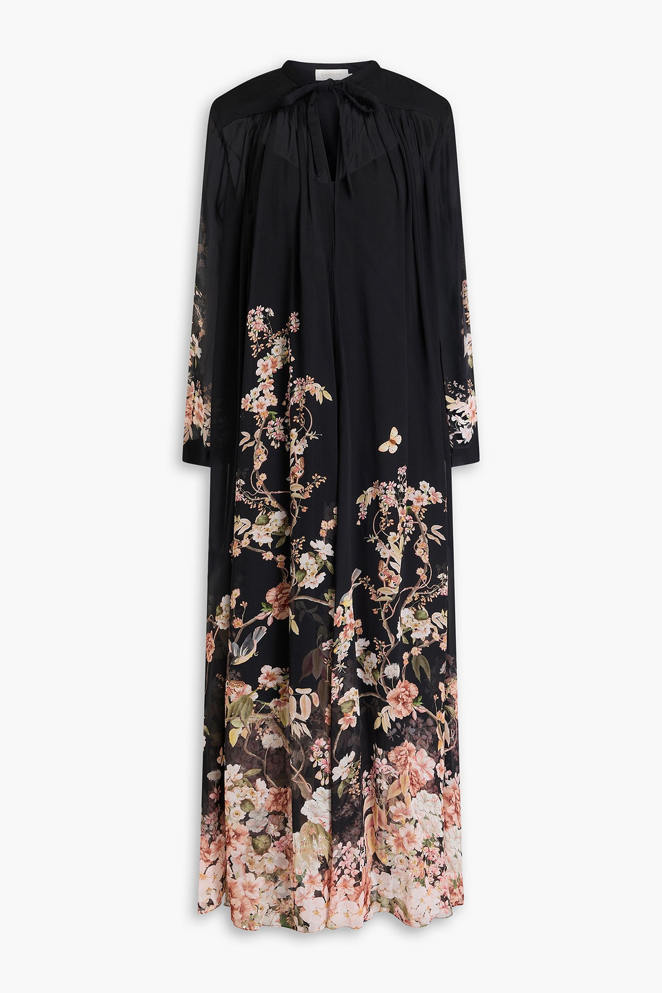 Zimmermann Floral-print Georgette Maxi Dress In Black