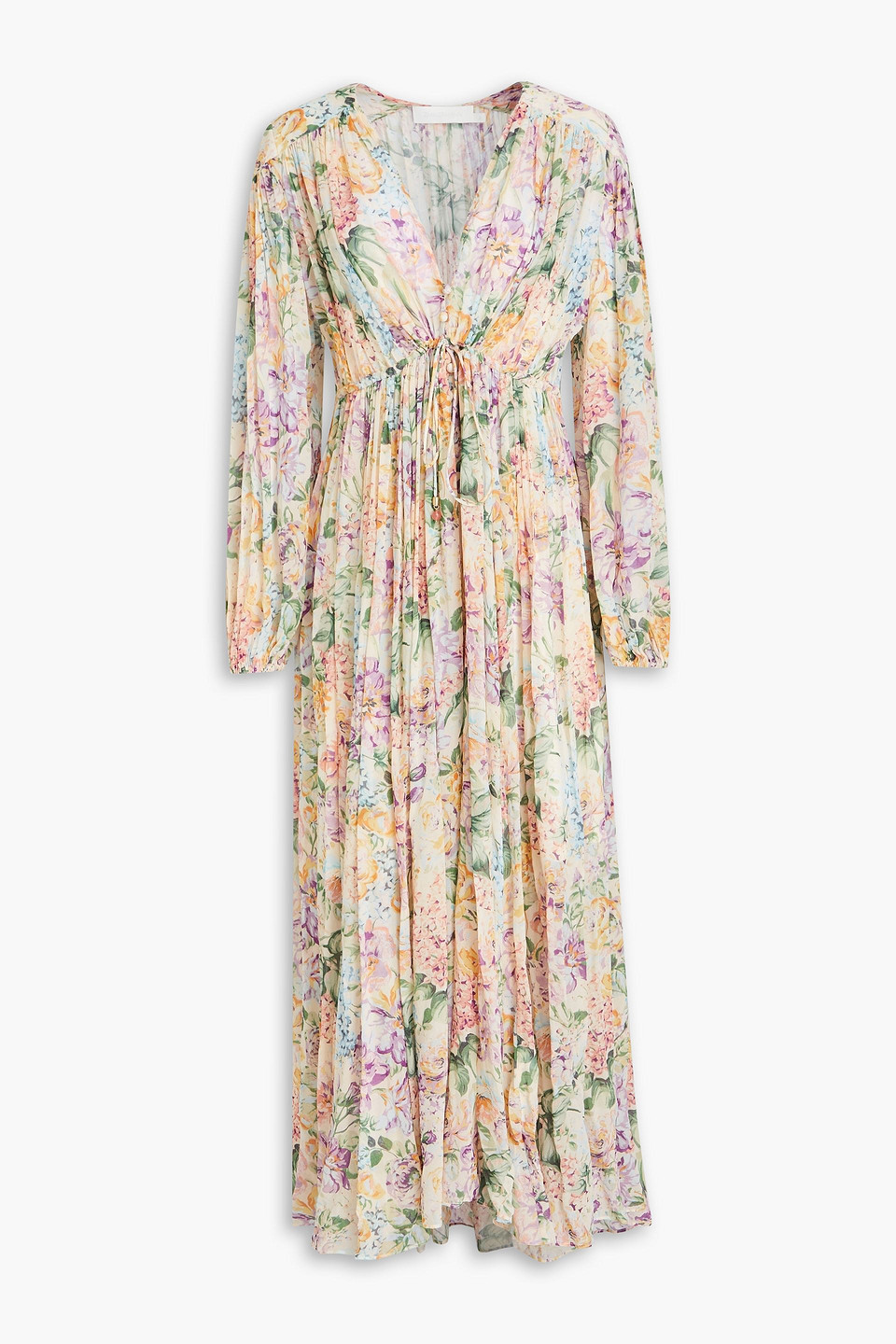 zimmermann - bead-embellished floral-print georgette maxi dress - multicolor - 00