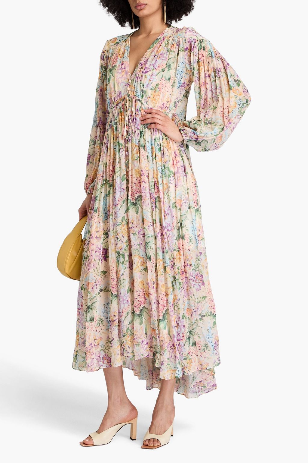 ZIMMERMANN Bead-embellished floral-print georgette maxi dress