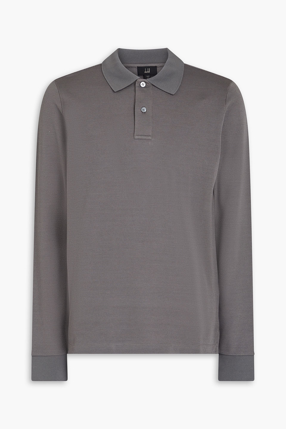 Dunhill Cotton And Silk-blend Piqué Polo Shirt In Dark Gray