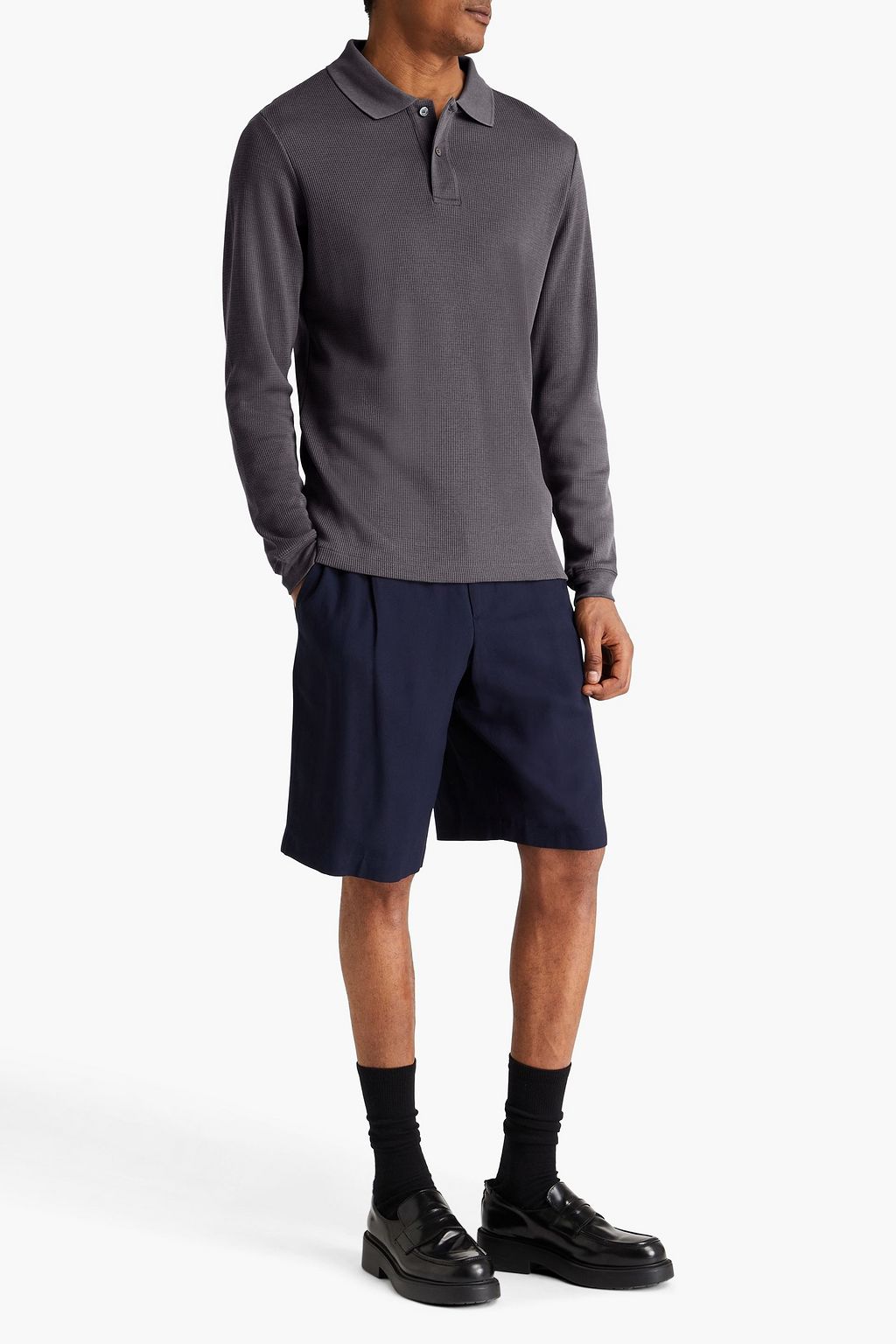 DUNHILL Poloshirt aus einer Lyocell-Baumwollmischung in Waffelstrick