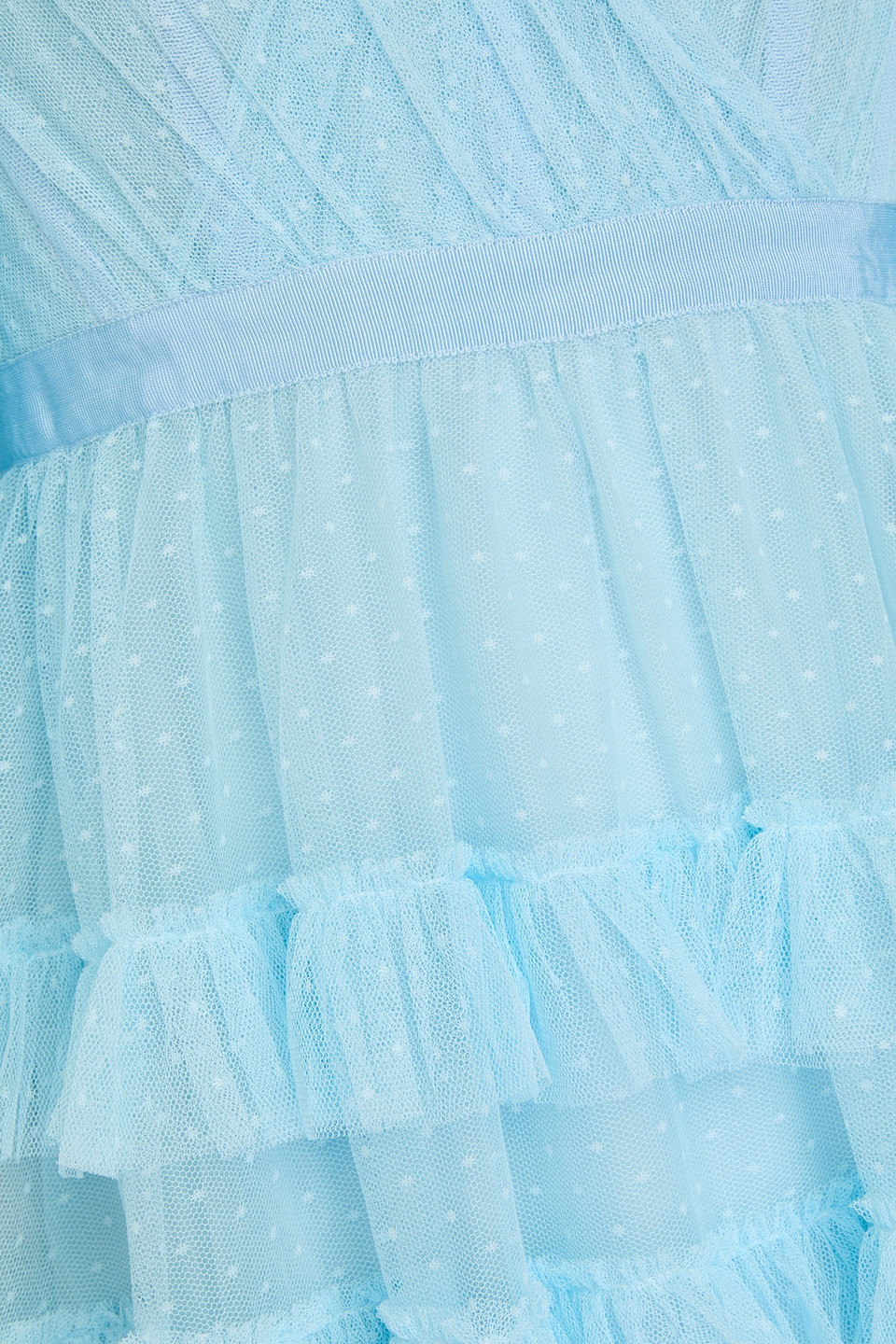 Huishan Zhang Marybell Tiered Point D'esprit Gown In Light Blue
