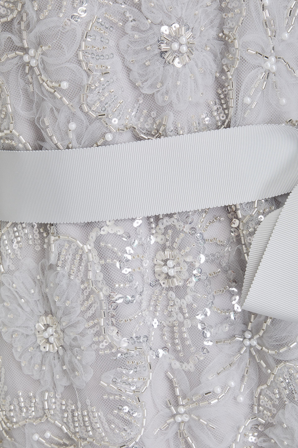 Huishan Zhang Esma Embellished Tulle Maxi Dress In Grau