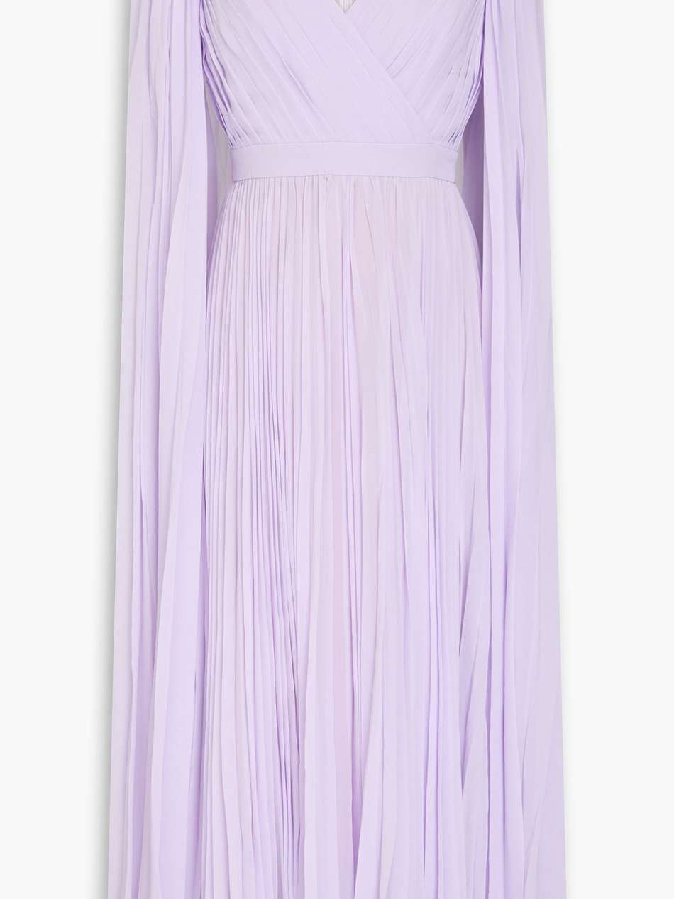 beryl cape-effect pleated georgette midi dress
