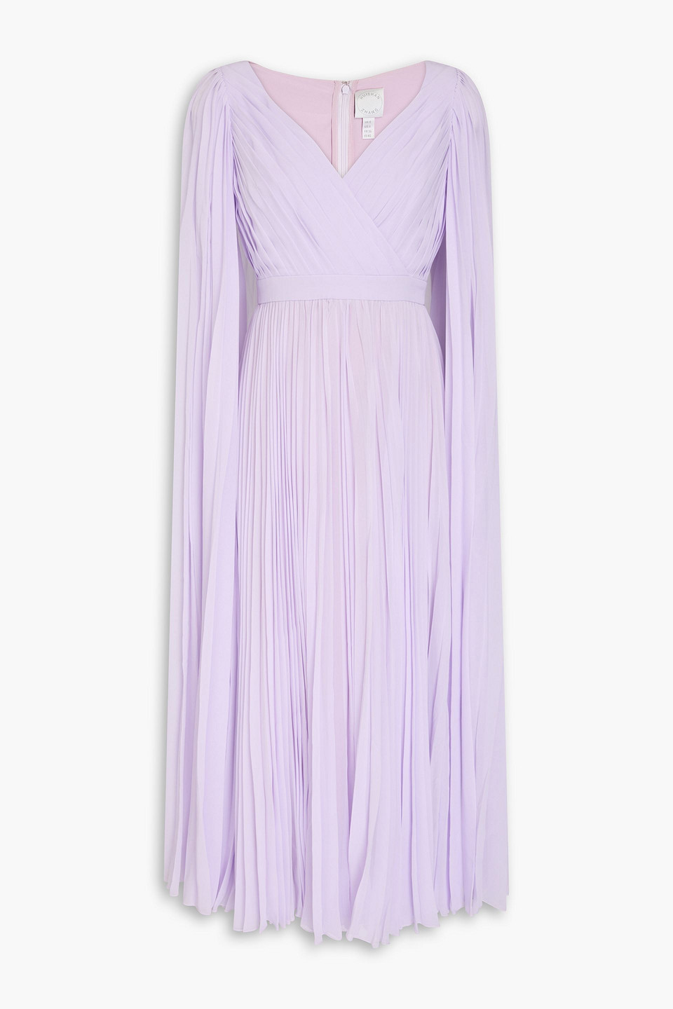 Huishan Zhang Beryl Cape-effect Pleated Georgette Midi Dress In Lilac