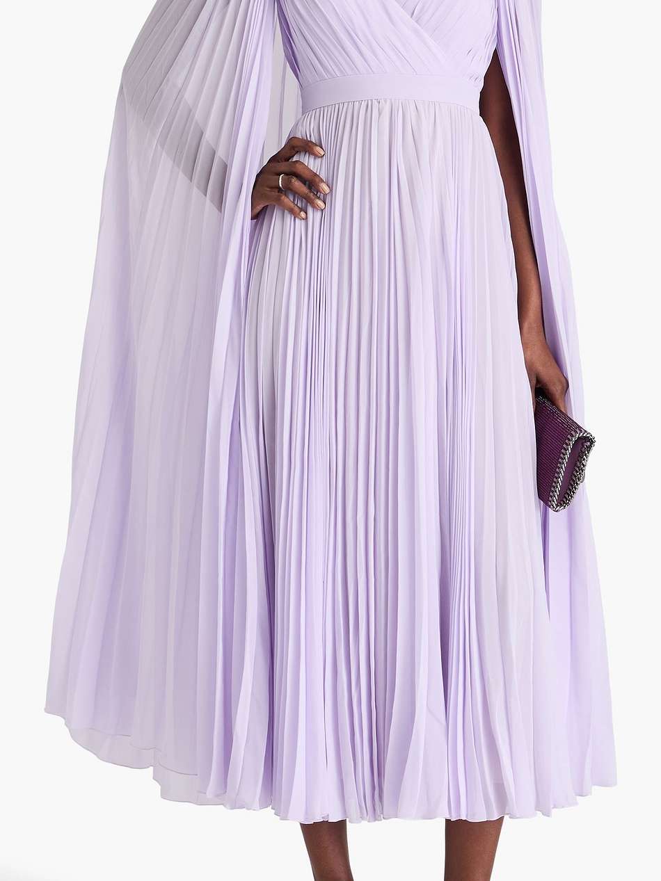 beryl cape-effect pleated georgette midi dress
