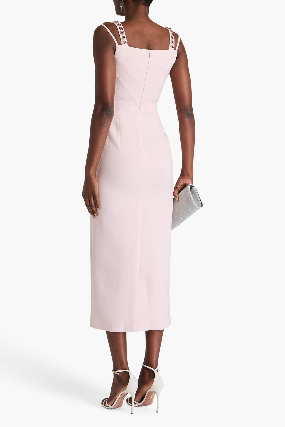 Huishan Zhang Arlene Crystal-embellished Crepe Midi Dress In Baby Pink