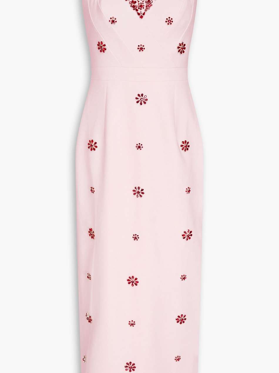 arlene crystal-embellished crepe midi dress