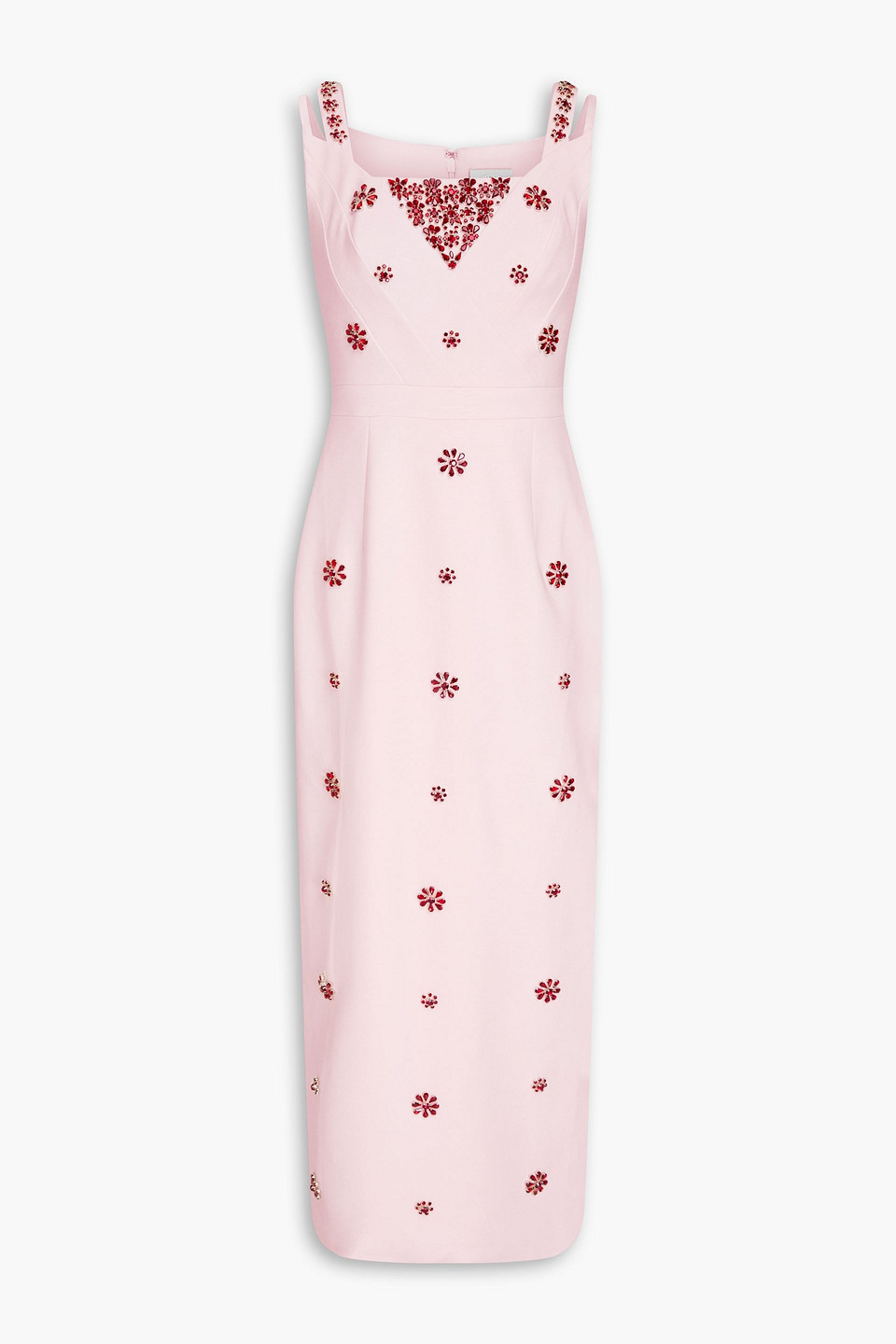 Huishan Zhang Arlene Crystal-embellished Crepe Midi Dress In Baby Pink