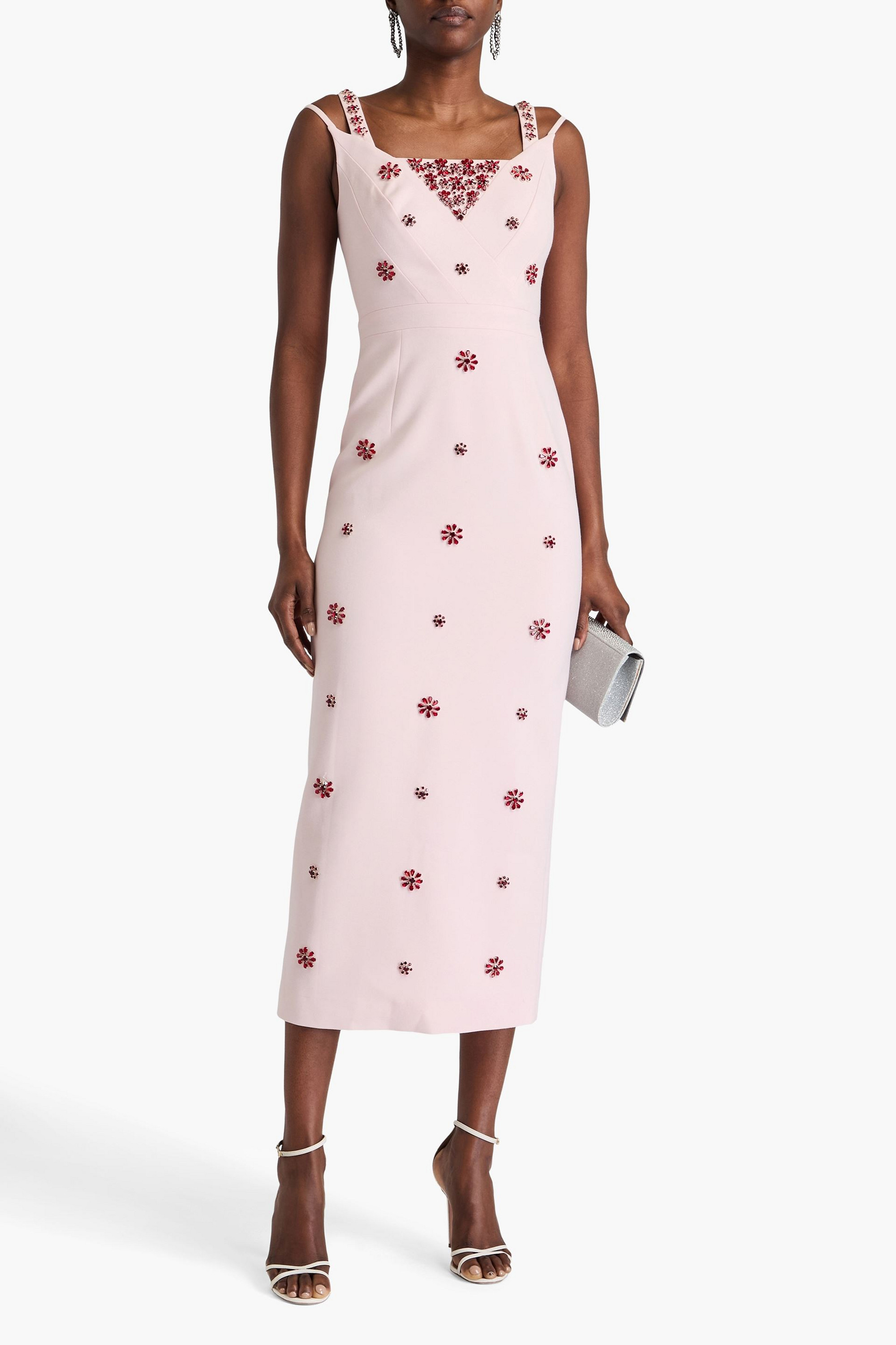 Huishan Zhang Arlene crystal-embellished crepe midi dress