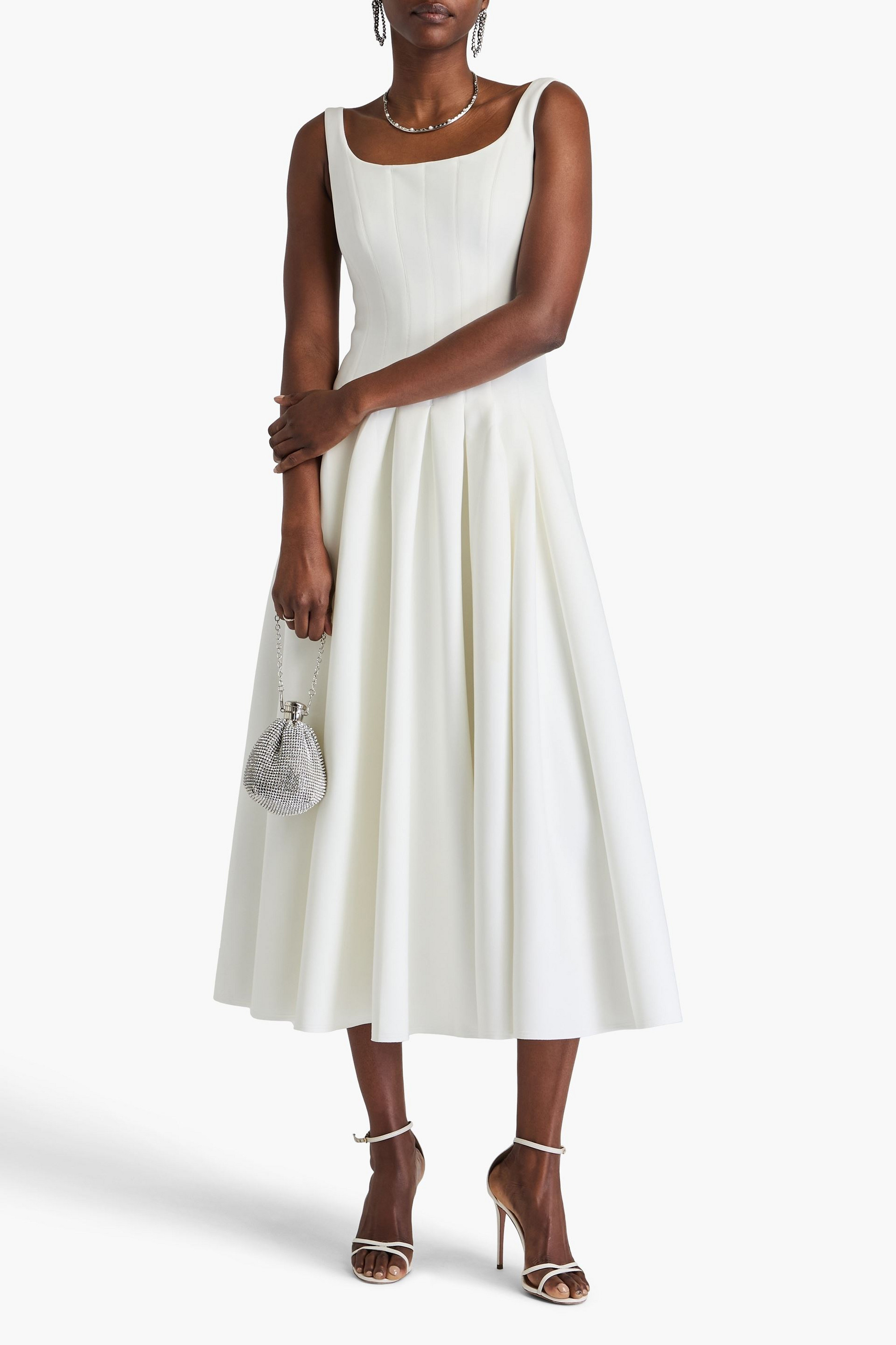 Huishan Zhang Darla pleated scuba midi dress
