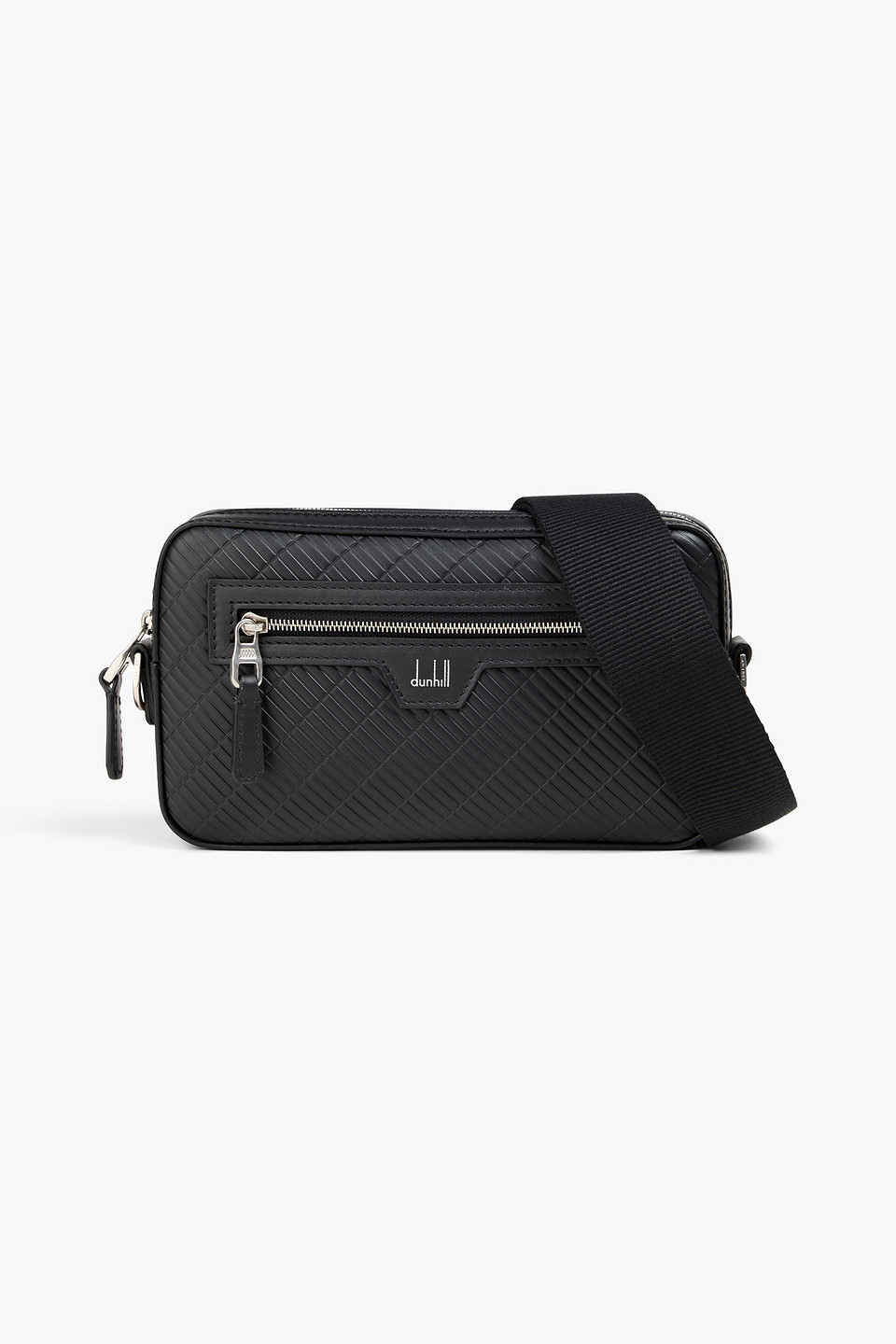 Dunhill Embossed Leather Messenger Bag In Black