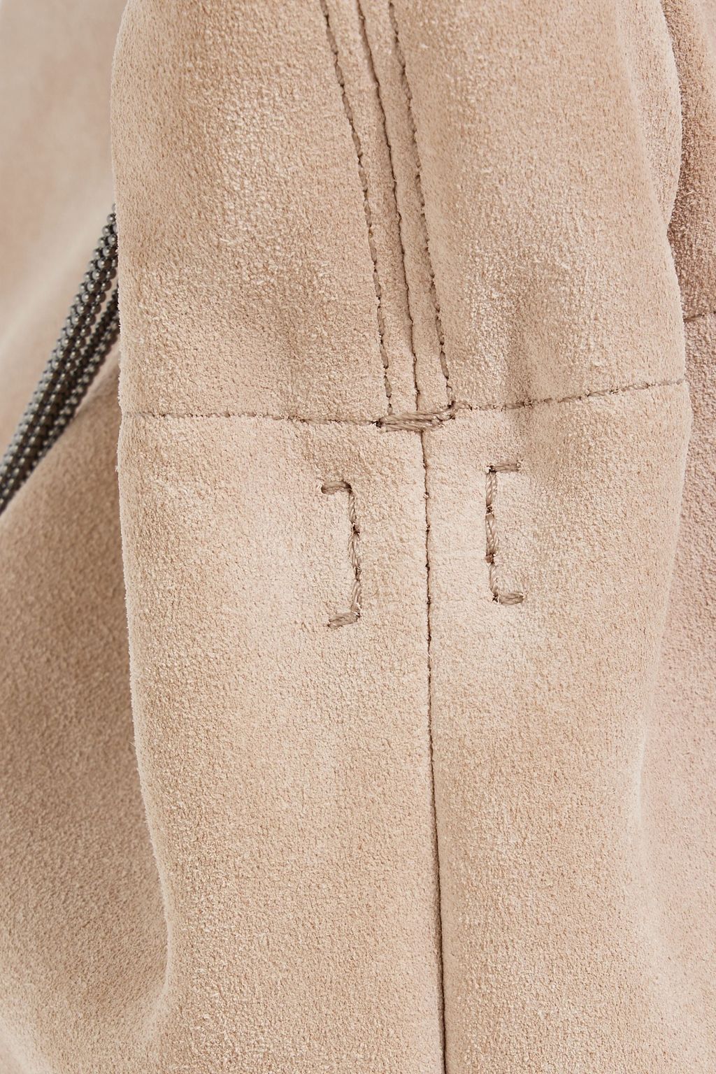 BRUNELLO CUCINELLI Bead-embellished gathered suede cross-body bag