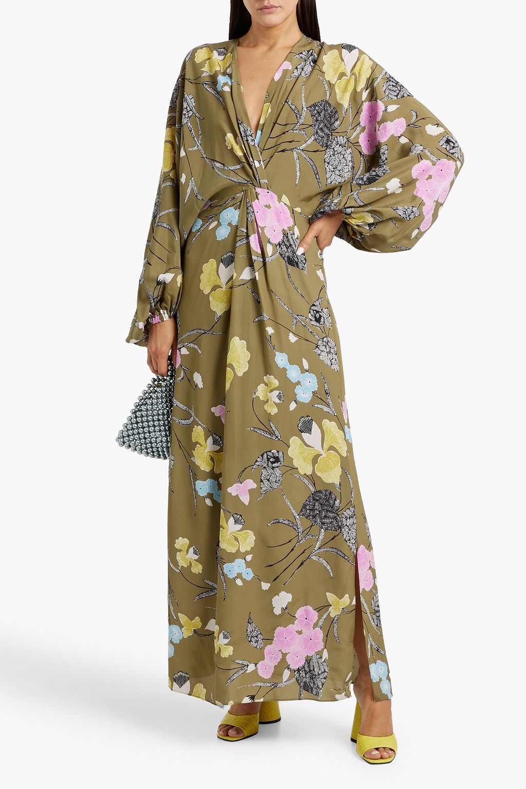 DIANE VON FURSTENBERG Kason twisted floral-print crepe de chine maxi dress