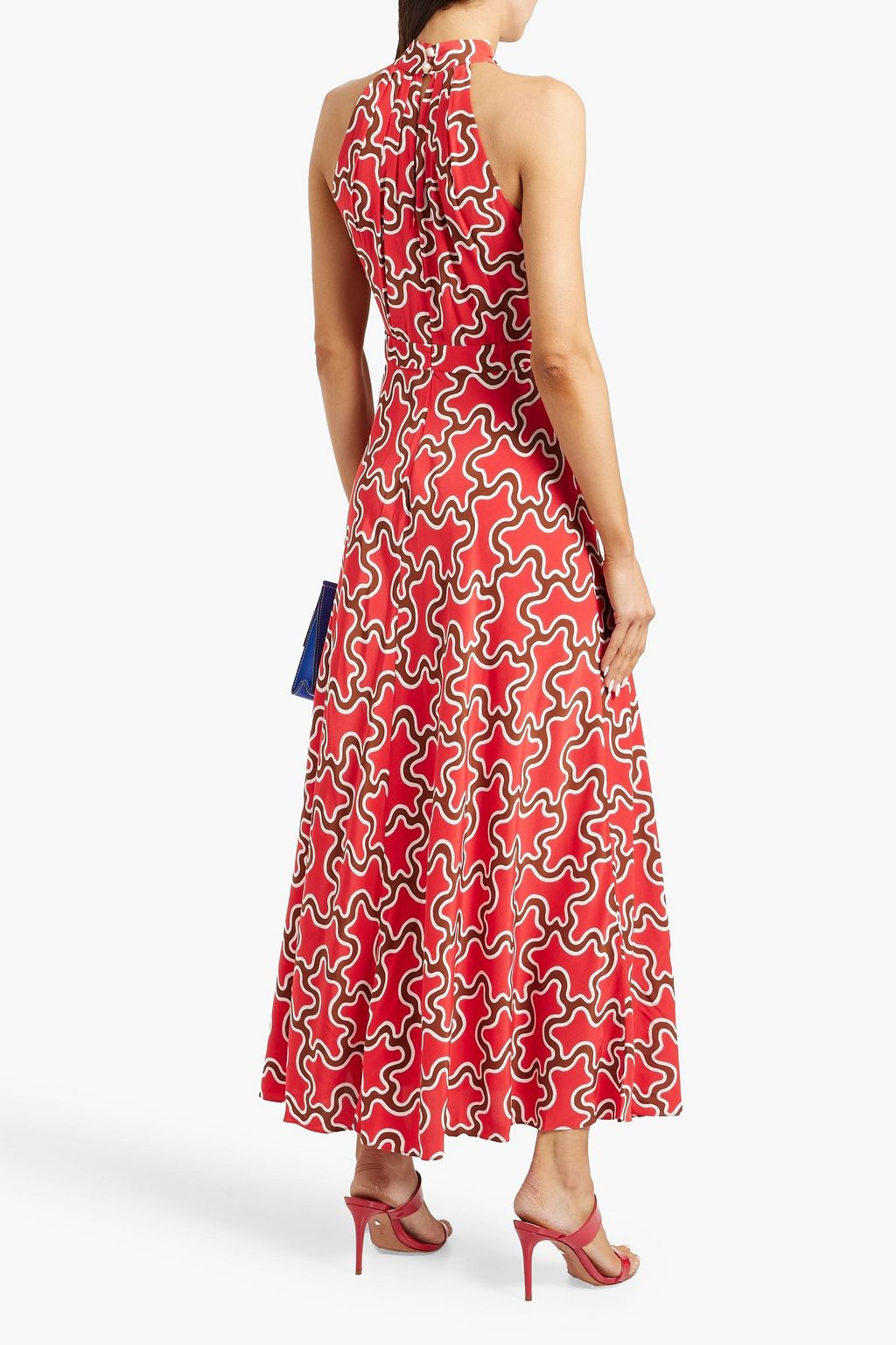 DIANE VON FURSTENBERG 컷아웃 디테일 프린트 크레이프 드 신 맥시 드레스
