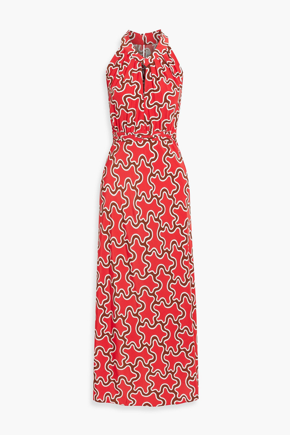 Diane Von Furstenberg Nyck Cutout Printed Crepe De Chine Maxi Dress In Red