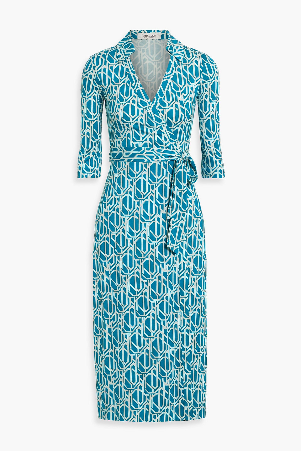 Diane Von Furstenberg Abigail Printed Silk-jersey Midi Wrap Dress In Blue