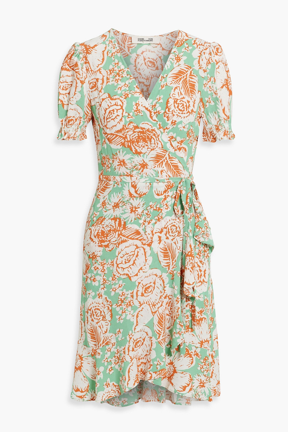 Diane Von Furstenberg Emilia Floral-print Crepe Mini Wrap Dress