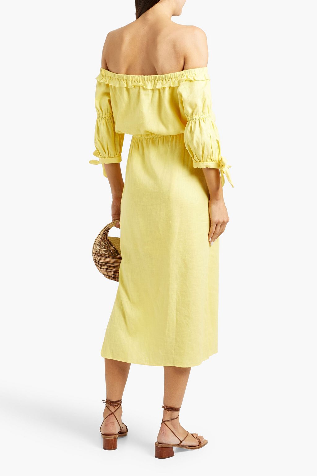 DIANE VON FURSTENBERG ガーゼ ミディワンピース オフショルダー