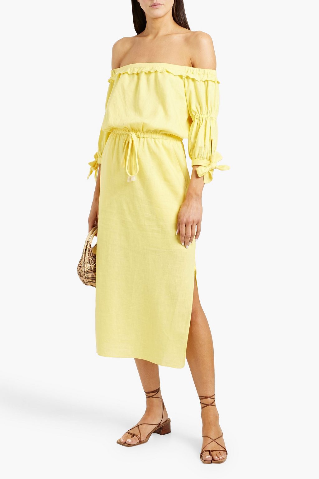 DIANE VON FURSTENBERG ガーゼ ミディワンピース オフショルダー