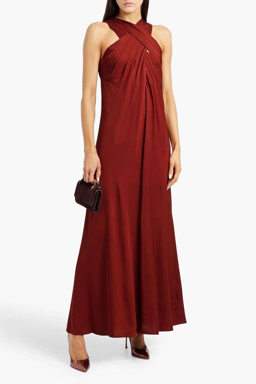 DIANE VON FURSTENBERG 드레이프 디테일 크레이프 드 신 맥시 드레스