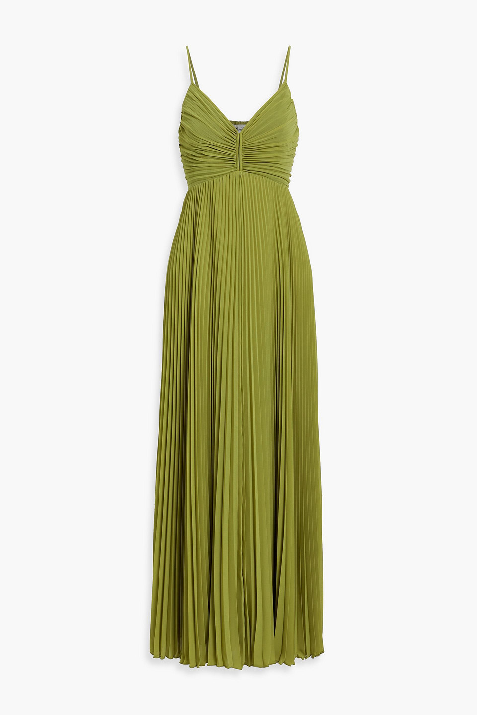 Diane Von Furstenberg Ima Pleated Chiffon Maxi Dress In Green