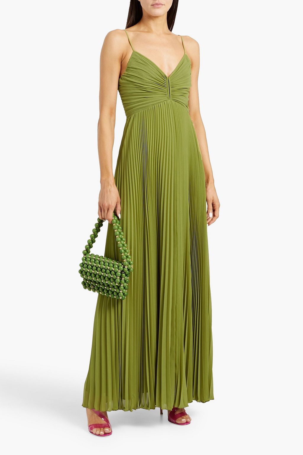 DIANE VON FURSTENBERG 시폰 플리츠 맥시 드레스