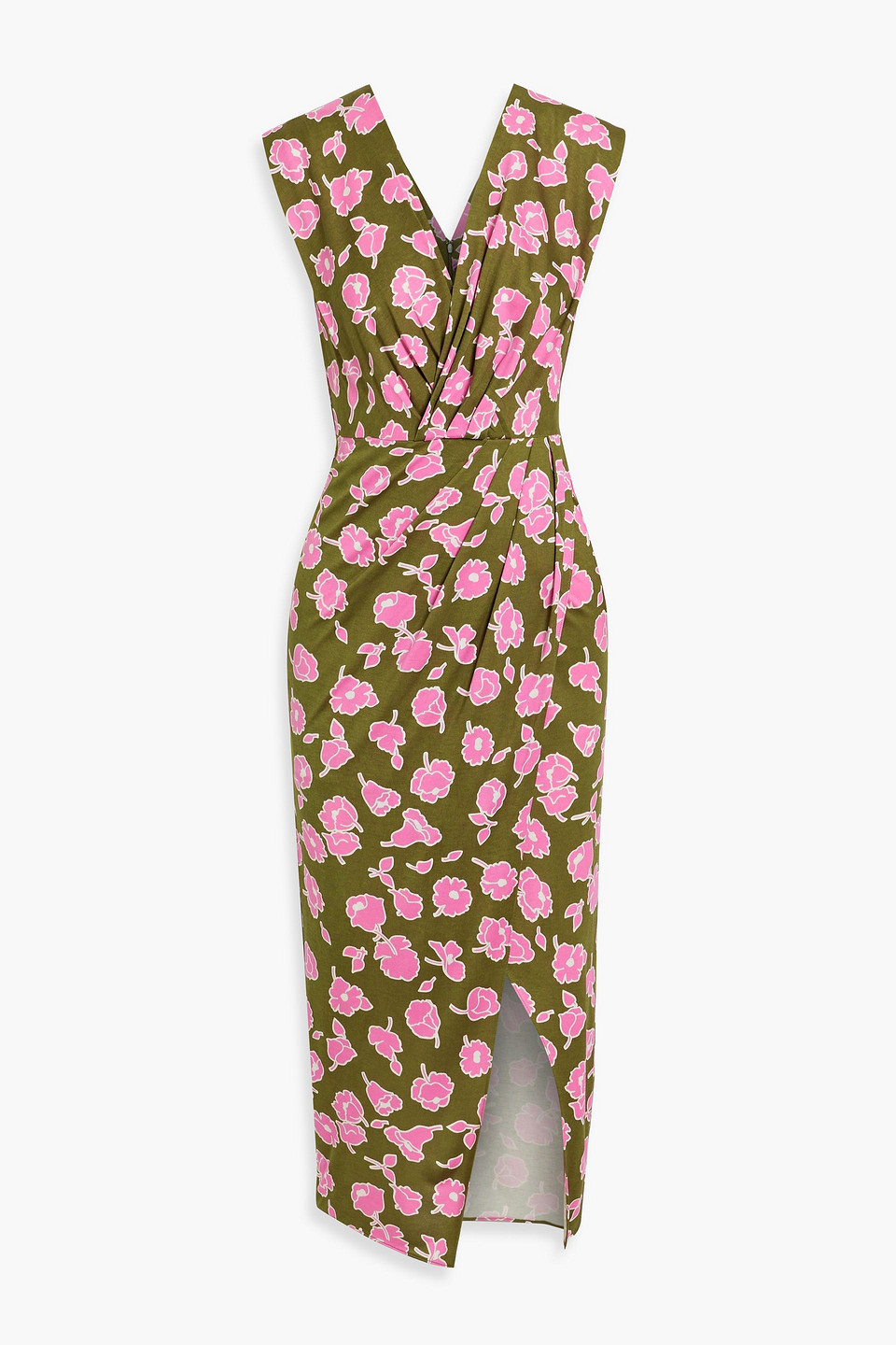 Hallie draped floral-print silk-jersey midi dress