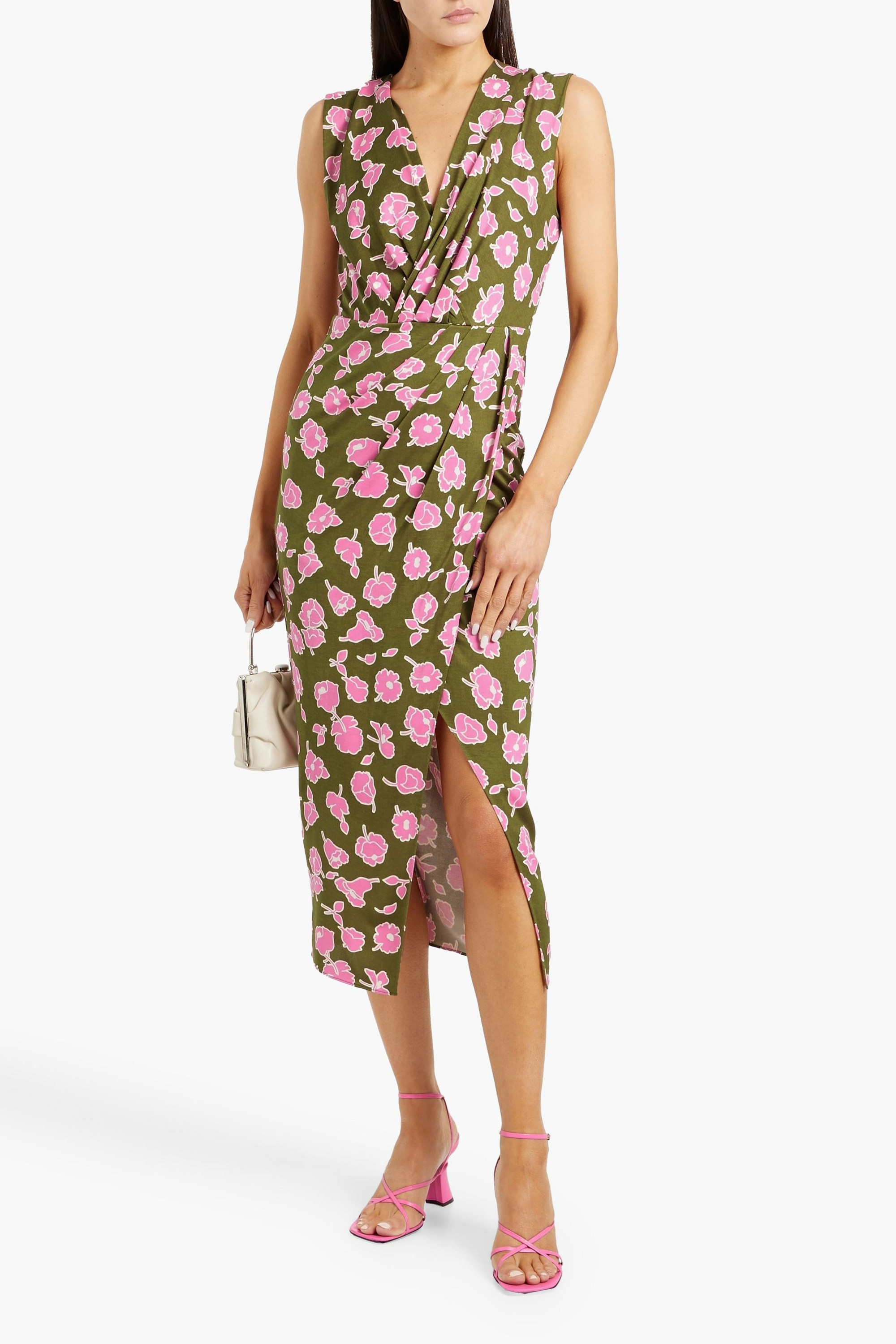 Diane von Furstenberg Hallie draped floral-print silk-jersey midi dress