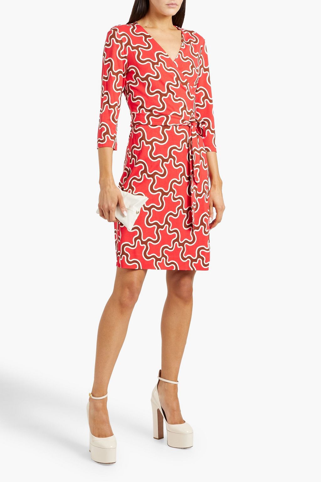 DIANE VON FURSTENBERG シルクジャージー ラップドレス プリント入り