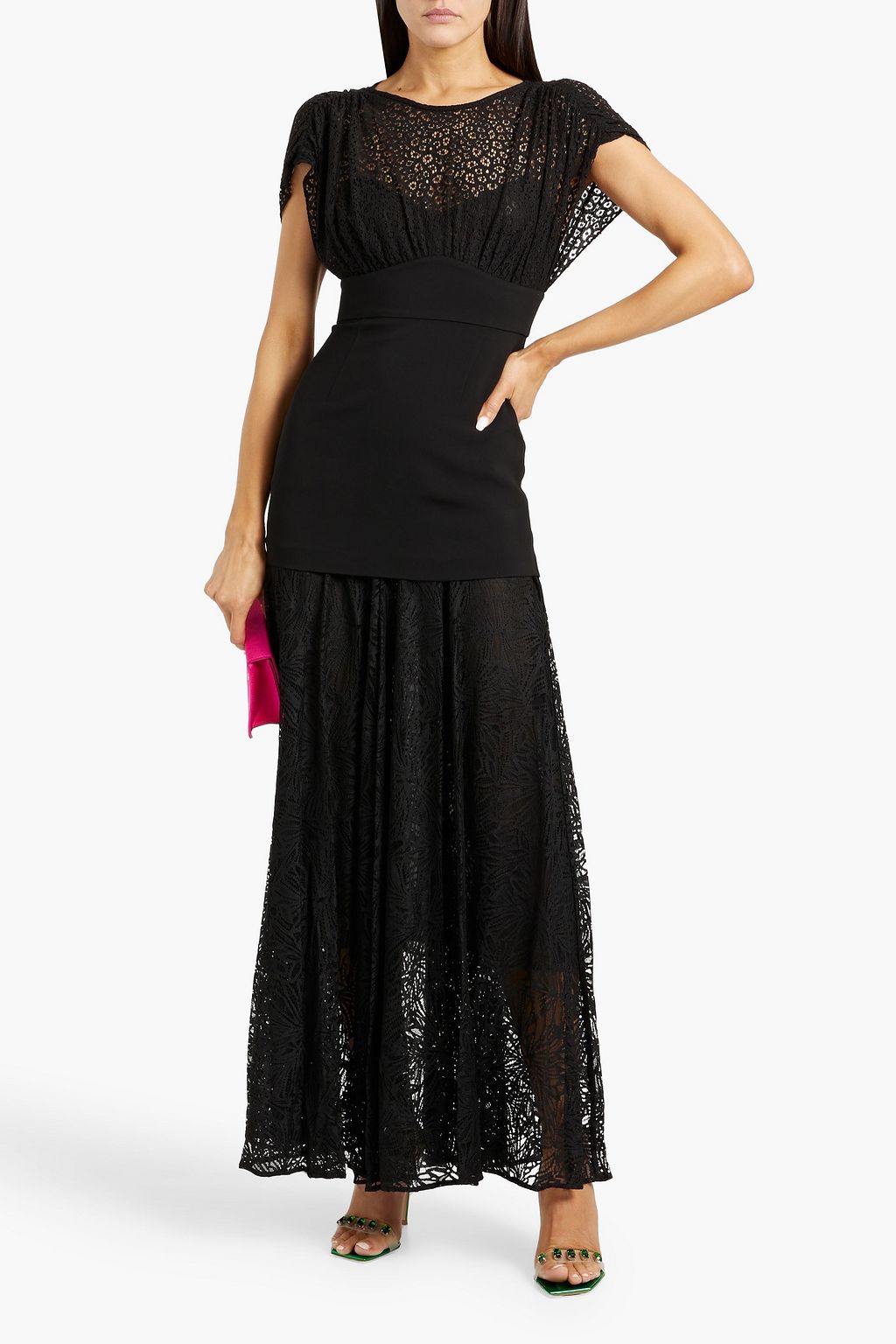 DIANE VON FURSTENBERG Leslie crepe-paneled lace maxi dress