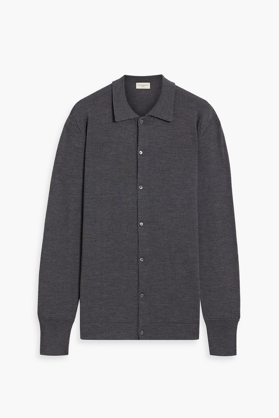 Officine Generale Brent Merino Wool Polo Sweater In Dark Gray