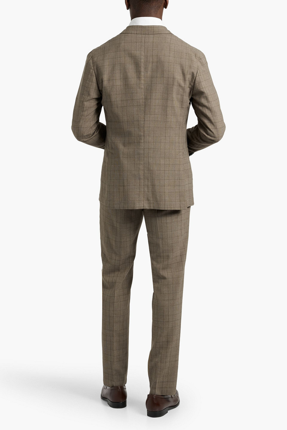 Boglioli Double-breasted Prince Of Wales Checked Wool-blend Suit In Brown