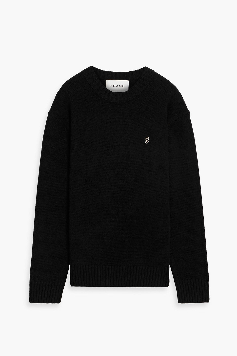 Frame Embroidered Cashmere Sweater In Black
